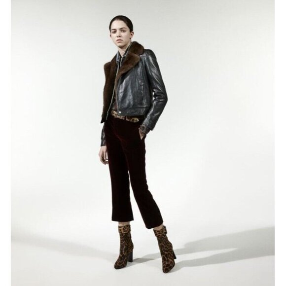 Saint Laurent Velvet Pants Flared Crop 70s Black - Picture 1 of 7